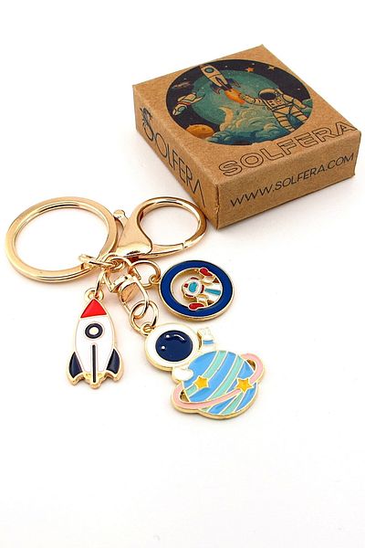 Solfera Astronaut Space Rocket Saturn Keychain Bag Ornament Charm Kc369