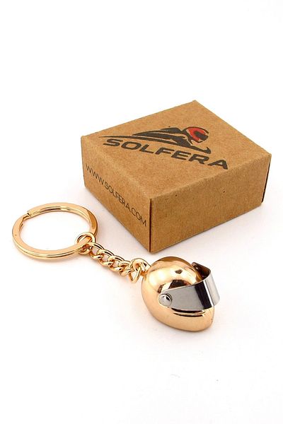 Solfera Motorcycle Racing Motor Helmet Yellow Color Metal Keychain Kc325