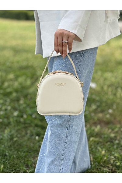 DEV 3 ADAM Nçs Cream Compartment Adjustable Strap Simple and Stylish Box Model Women's Cross Shoulder and Handbag Bag