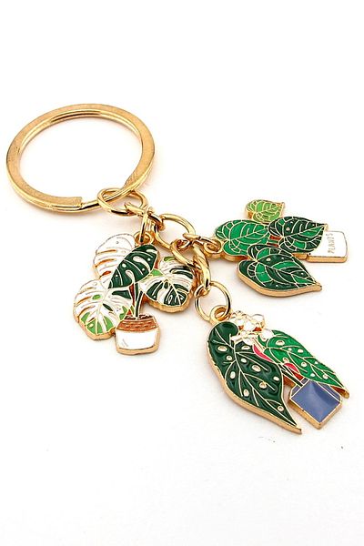 Solfera Salon Flowers Green Plant Flora Keychain Bag Ornament Charm Kc381