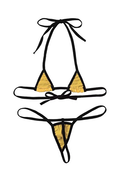 Cicişim Σετ μπικίνι με κίτρινο δερμάτινο κορδόνι