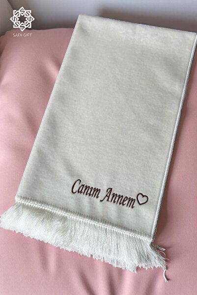 Safa Gift "Canım Annem" Yazılı Lüks Kadife Seccade – Tesbih Hediyeli, Nakışlı...