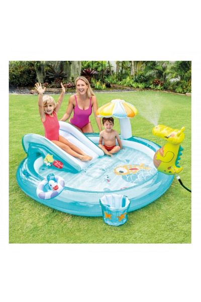 DRSELL Inflatable Dinosaur Play Center – Pool 333x229x112 cm, Integrated Slide