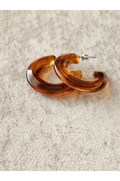 SiestaAccessories أقراط دائرية من الأكريليك البني