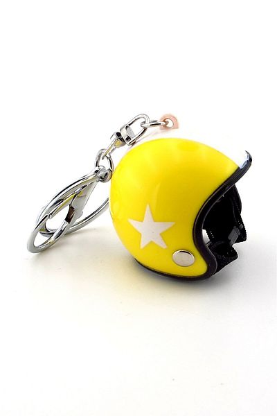 Solfera Yellow White Star Motorcycle Scooter Motor Helmet Keychain Kc331