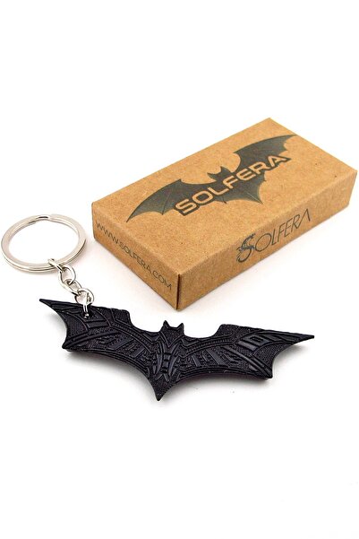 Solfera Batman Yarasa Kabartma Desen Çizgiroman Siyah Metal Anahtarlık KC359