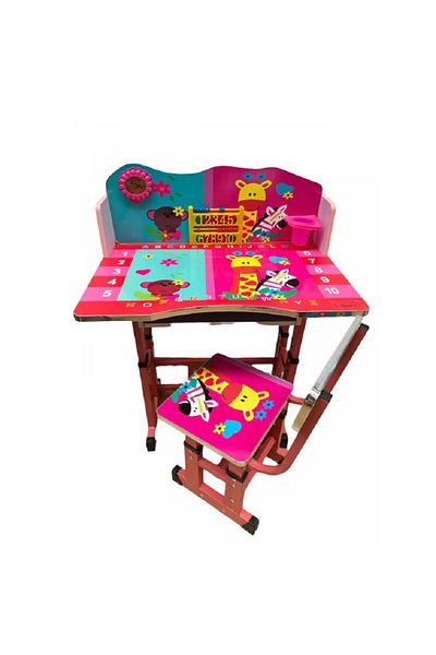Sultan Children's Desk with Adjustable Chair, animal print, ZUBI, pencil holder, Clock, MDF