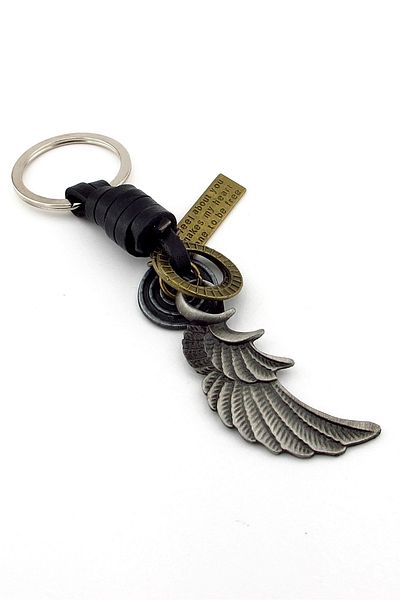 Solfera Angel Wing Angel Wing Leather Metal Keychain Kc347
