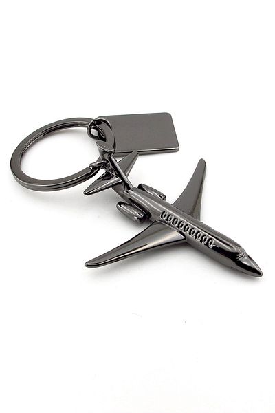 Solfera Passenger Airplane Pilot Captain Stewardess Aircraft Anthracite Color Metal Keychain Kc337