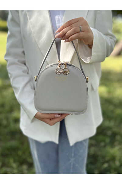 DEV 3 ADAM Nçs Light Gray Compartment Adjustable Strap Stylish Box Model Women's Cross Shoulder and Handbag Bag