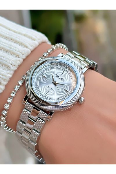Ferrucci Steel Cord Women's Wristwatch 3 Atm Waterproof with 2 Years Warranty Mechanism
