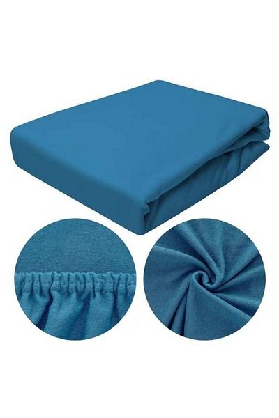 Mercaton Fitted Sheet, Cotton, Rigid Fabric, 140g/m2, 150 x 200 cm, Blue