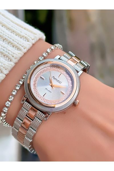 Ferrucci Steel Cord Women's Wristwatch 3 Atm Waterproof with 2 Years Warranty Mechanism