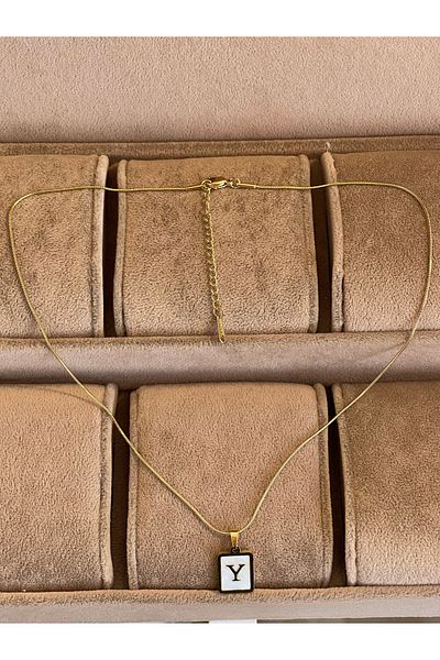 Rupen Kraft 316 L Surgical Steel Moire Plate Y Letter Steel Necklace Stainless No Tarnish