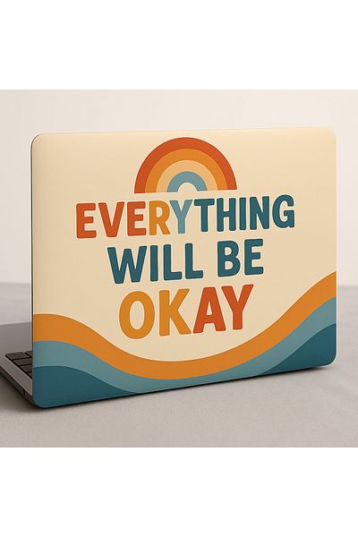 arduçlazer Everything Will Be Okay Laptop Skin 23X32 cm – Fully Covered Sticker with Motivational Words