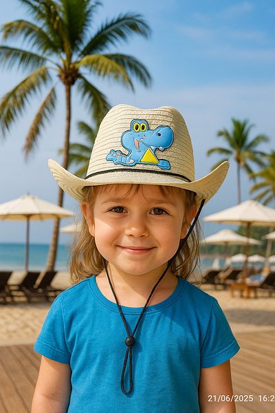 MYZİ STORE Children's Unisex Cute Crocodile Patterned Summer Straw Hat (Girl/Boy)