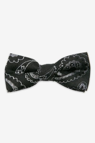 SIRRI Black Paisley Patterned Bow Tie for Boys 2-13 Years - 4X9 cm
