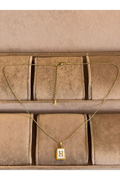 Rupen Kraft 316 L Surgical Steel Moire Plate H Letter Steel Necklace Stainless Tarnish Free