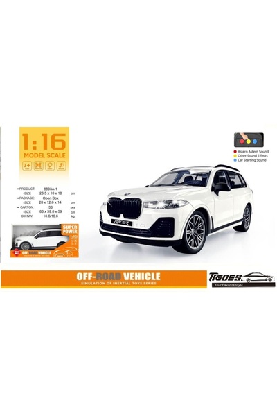 Online 1:16 Ölçek Sesli Işıklı 25 Cm Jeep Sürtmeli Jip Araba Beyaz Renk