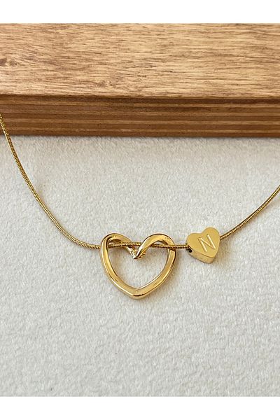 Rupen Kraft 316 L Surgical Steel N Letter Steel Necklace Stainless No Tarnish