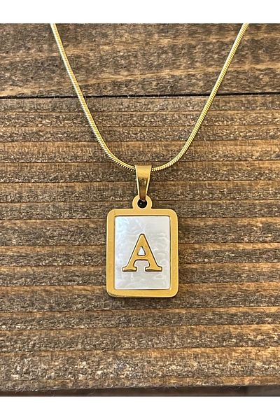 Rupen Kraft 316 L Surgical Steel Moire Plated a Letter Steel Necklace Stainless Tarnish Free