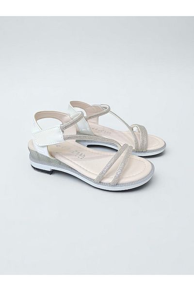 PATİK BEBE Girl's Stylish Evening Sandals with Stone with Filled Soles