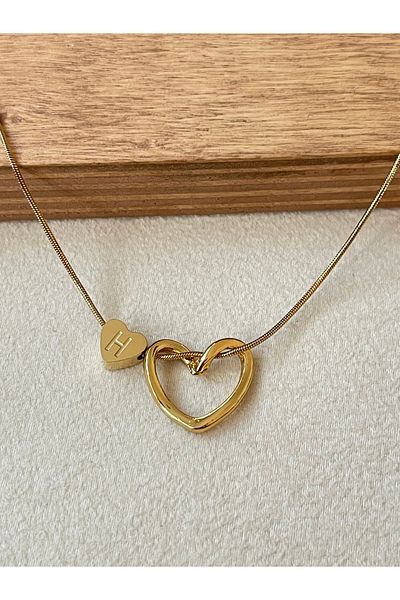 Rupen Kraft 316 L Surgical Steel H Letter Steel Necklace Stainless No Tarnish