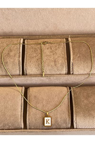 Rupen Kraft 316 L Surgical Steel Moire Plate K Letter Steel Necklace Stainless No Tarnish