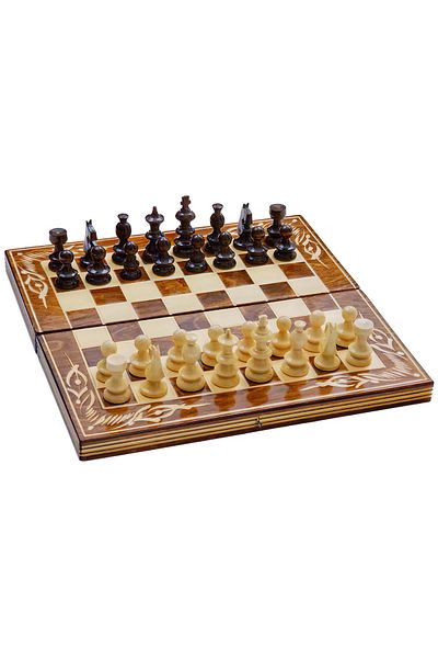 ROmde ROmde™ Wooden Chess and Backgammon Game, 26x26 cm, Brown with White