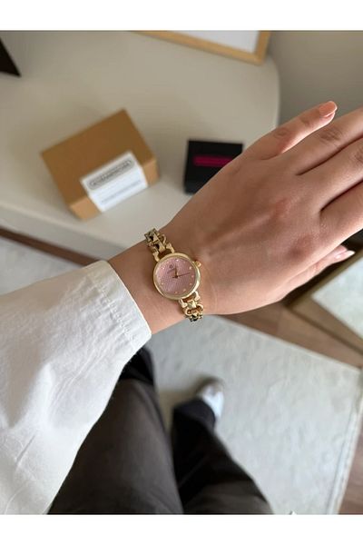RoseandRoses Mirzen Design Dial Women Wrist Watch Gold (Pink Dial)