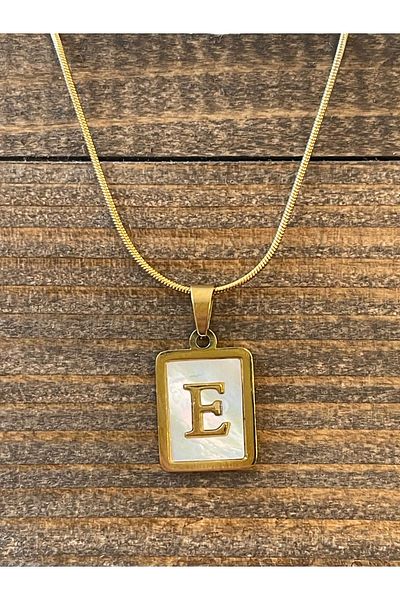 Rupen Kraft 316 L Surgical Steel Moire Plate E Letter Steel Necklace Stainless Tarnish Free