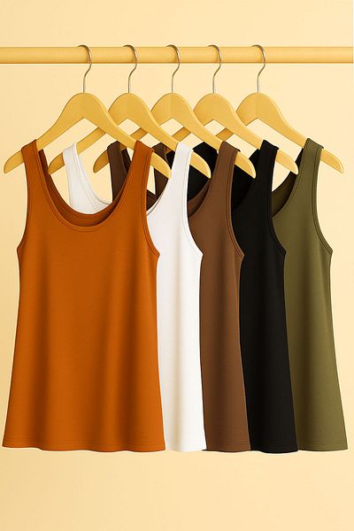 EFFE 5 Pieces Cotton Supreme Combed Cotton Strap Blouse