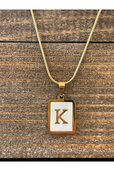 Rupen Kraft 316 L Surgical Steel Moire Plate K Letter Steel Necklace Stainless No Tarnish