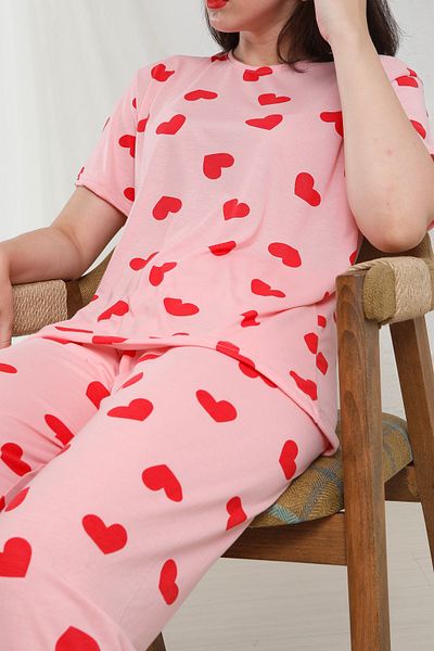 FAMES PİJAMA Summer Short Sleeve Pajamas Polyviscose Set