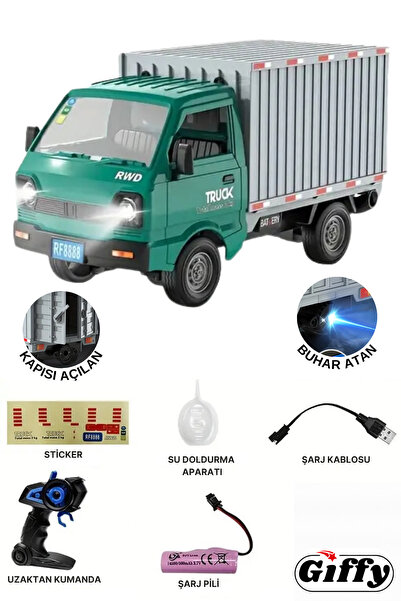 giffy Uzaktan Kumandalı RC Kamyonet ,Buhar Atan, Şarjlı, Ses Efektli, Işıklı,...