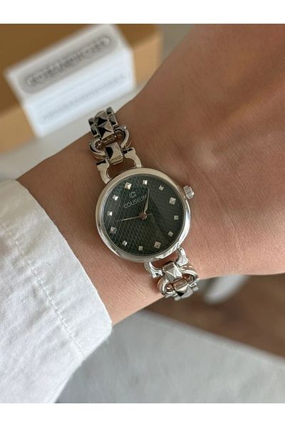 RoseandRoses Mirzen Design Dial Women Wrist Watch Silver (Green Dial)