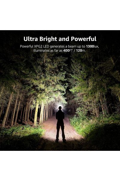 LEPRO Headlamp 2-Pack, 1300 Lux Ultra-Light Bright LED Headlights with White Red Light, 6 Modes Batt