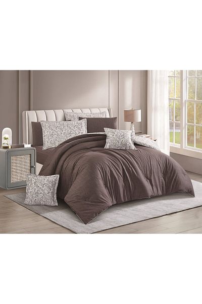 Levore Evelyne-037 100% Cotton 4-Piece Comforter Set, Modern and Distinctive Floral Pattern, Double Sided