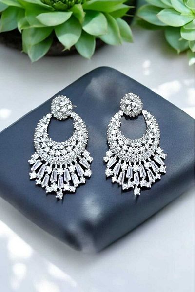Öze Aksesuar Evening Dress Earrings Full Jeweleriworkmanship Non-Decaying Vip Jewelry Sallanti Wedding Engagement Prom Cube