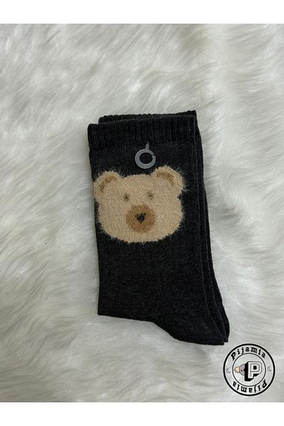 Pijamia Dark Gray Teddy Bear Patterned Socks