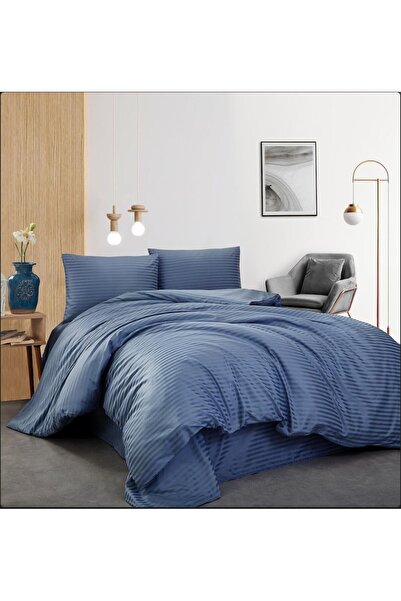 miruza ev tekstil طقم غطاء لحاف مزدوج من القطن الساتان المخطط، طقم هدايا الزف...