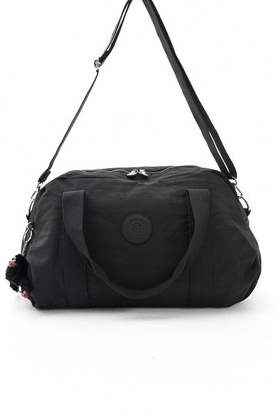 Sanmorris 3029 Unisex Large Size Crinkle Fabric Shoes Section Cross Strap Sports and Travel Bag Black