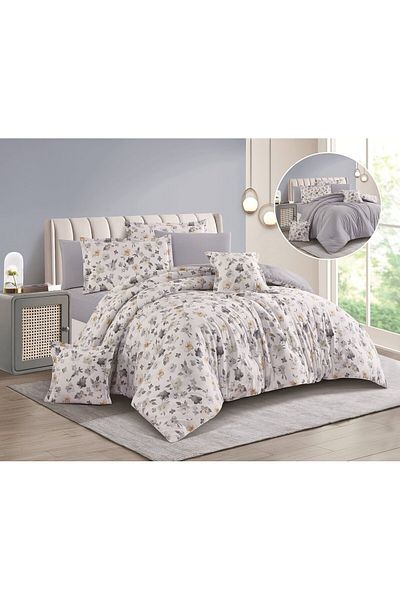 Levore Evelyne-051 4-piece comforter set, 100% cotton, double, with a modern and distinctive pattern.