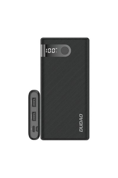 DUDAO Dudao external battery, 10000mAh, 20W, 2xUSB, 1xUSB-C, 1xMicroUSB, 2A, LED (Black)