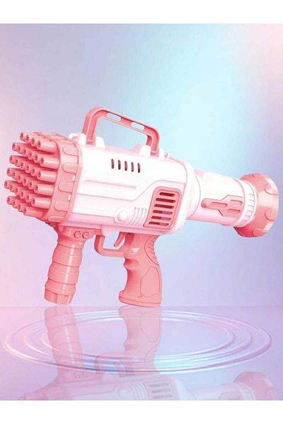 OEM Electric Soap Bubble Gun, 32 Holes, Automatic Function, Tray +Balloon Solution, Pink 3+