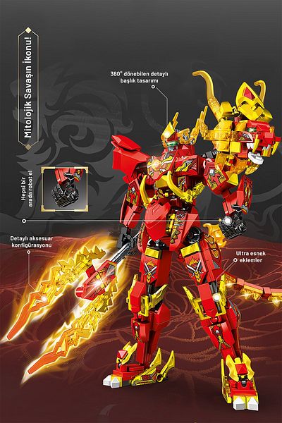 Sembo Block Fire Eyed Chinese Dragon Figure Building Block Set 497 Pieces