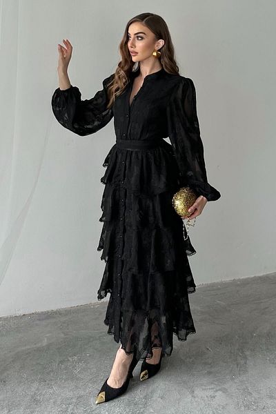 Elbee Fashion Woman Long Flounce Dress