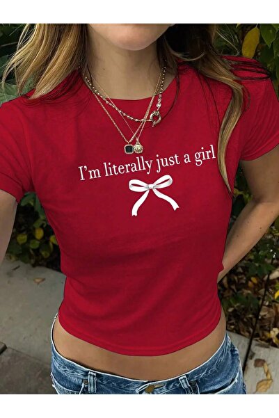 OVER HEAD Ženska traka "Ja sam bukvalno samo devojka" Štampano Dječja majica ...