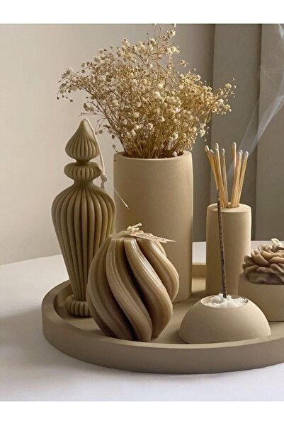 Genel Markalar Dekoratif mum Marako+yuvarlak Dalga mum toplam 2 parça