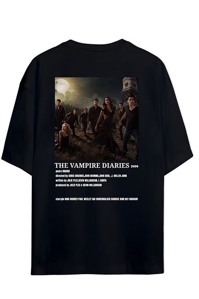 MAGORS The Vampire Diaries Unisex Oversize Cotton T-Shirt with Back and Chest Print